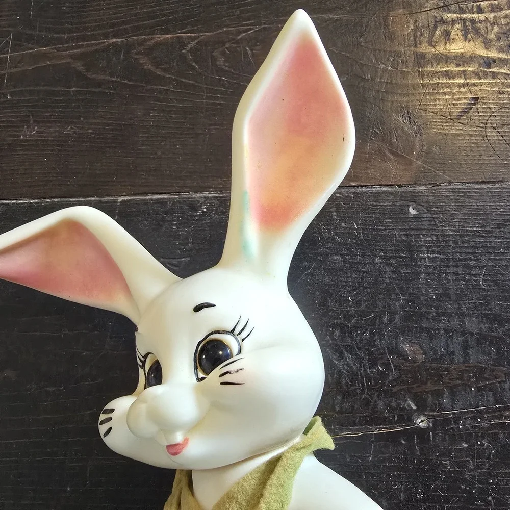 Vintage 60s Easter Bunny Blow Mold Vinyl Plastic Bank Rabbit Roy Des‎ RDF 1968